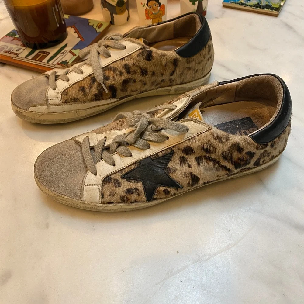 Golden goose low top leopard sneakers
